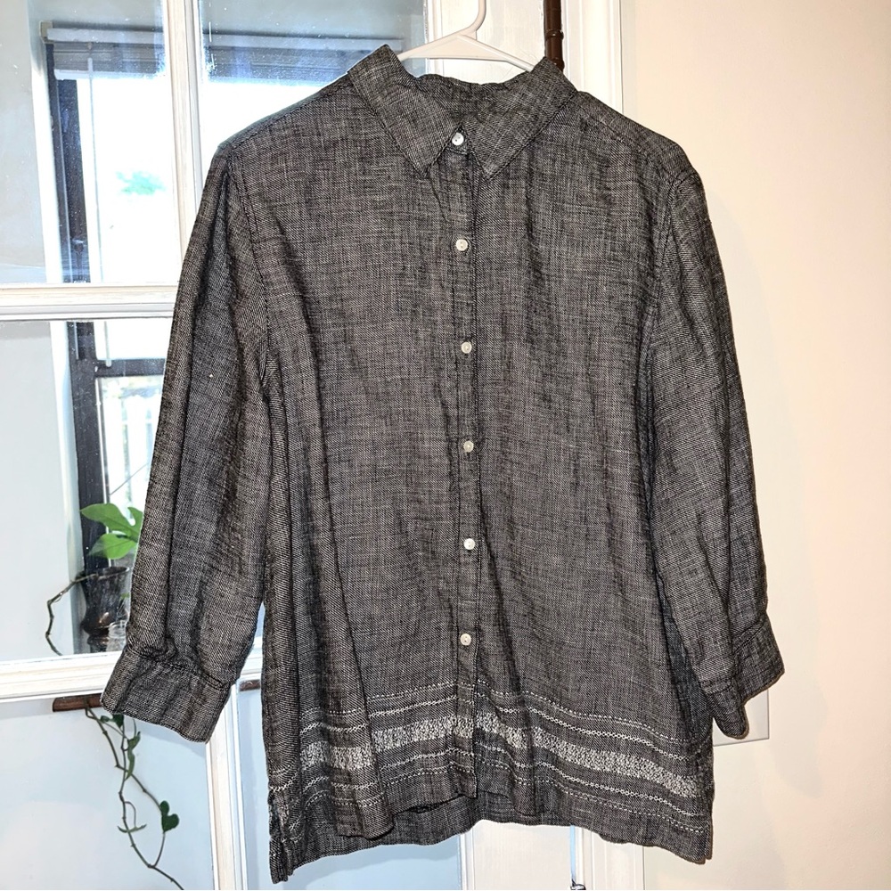 Norton McNaughton Linen Heathered Button-Down Shirt - Picture 11 of 12